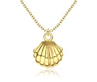 Shiny Shell Designed Gold Plated Silver Necklace SPE-3686-GP